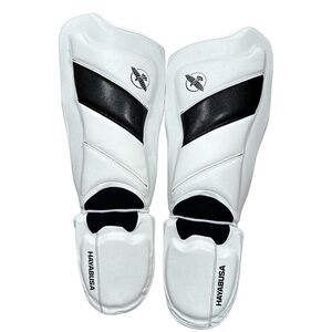 NWT Hayabusa T3 Striking Shin Guard Padded Faux Leather White Black MMA Large